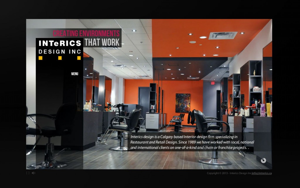 interics interior design website front page