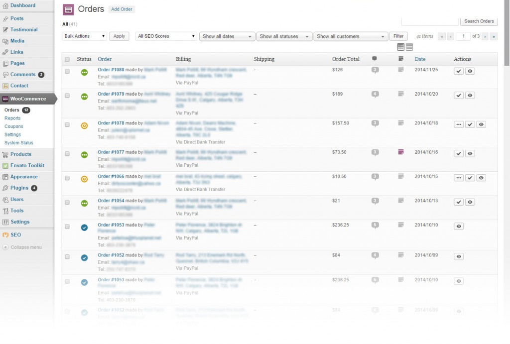 Order tracking, customer shipping information, and payment status are included in the software that controls an e-commerce website