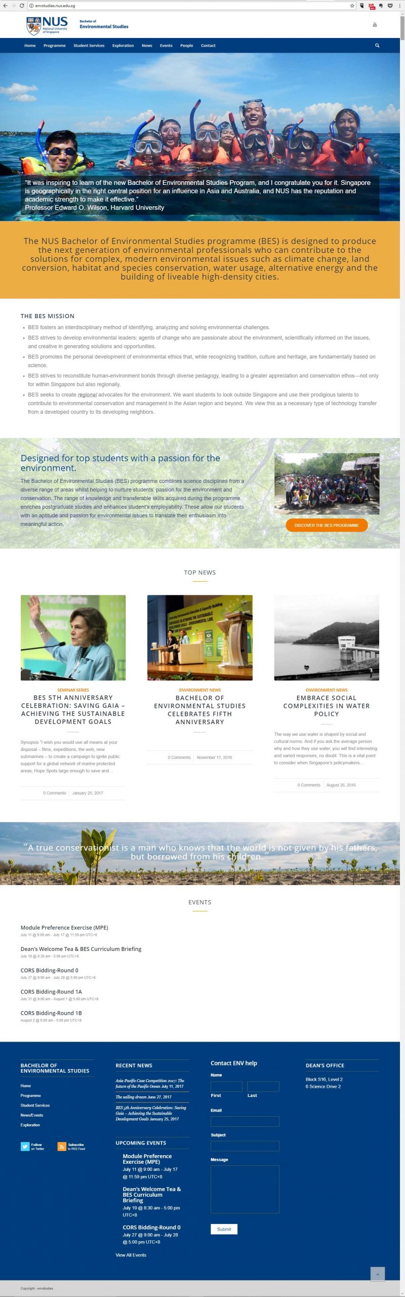 university department home page design
