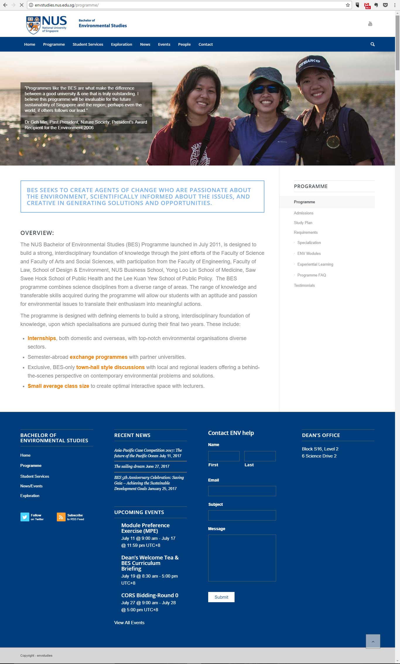 university information page